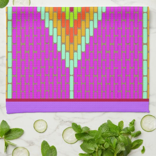 ダイヤモンドモザイクタイル明るい色のキッチンタオル キッチンタオル (折り畳み)