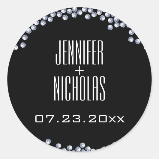 ダイヤモンドモダングリッター結婚ズ ラウンドシール (正面)