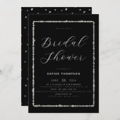 ダイヤモンドモダンスパークルグリッターフレームブライダルシャワー 招待状 (正面/裏面)