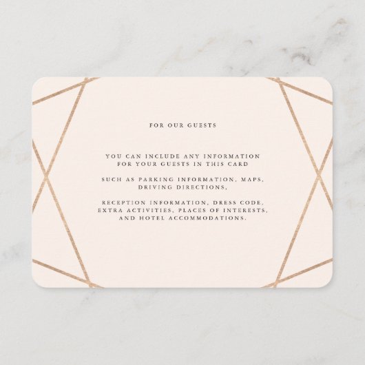 ダイヤモンドモダン宝石の幾何結婚詳細 エンクロージャーカード (裏面)