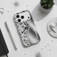 ダイヤモンドモノグラムシルバーフェイクグリッターきらきら光る