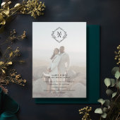 ダイヤモンドモノグラム結婚と写真 招待状