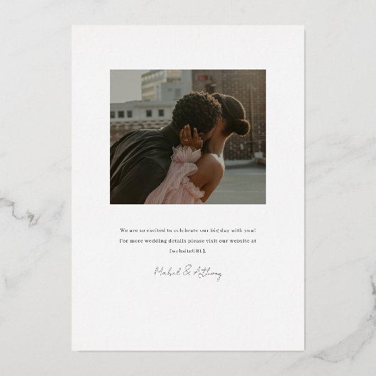 ダイヤモンドモノグラム結婚と写真 箔招待状 (裏面)