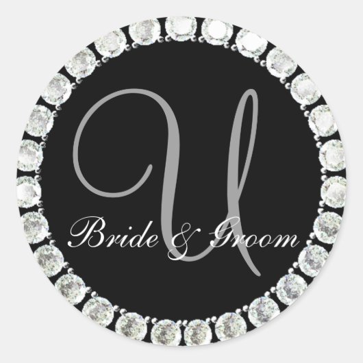 ダイヤモンドモノグラムUカスタマイズ可能シール ラウンドシール (正面)