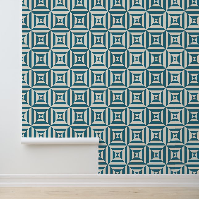 ダイヤモンドラインパターン(Aegean Blue and Cream) 壁紙 (アプリケーション)