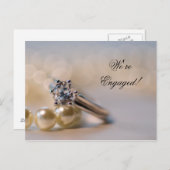 ダイヤモンドリングとパールの婚約発表 案内ポストカード (正面/裏面)