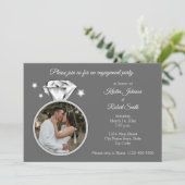 ダイヤモンドリングのエンゲージメントパーティーの写真招待状 招待状 (スタンド正面)