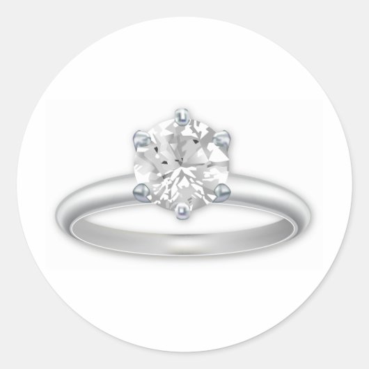 ダイヤモンドリングや輪きらきら光るクリップアート ラウンドシール (正面)