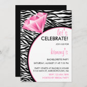 ダイヤモンドリングや輪きらきら光るバチェロレッテ 招待状 (正面/裏面)