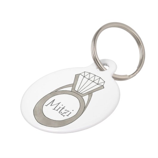 ダイヤモンドリングや輪きらきら光るパーソナライズされたファッションペットタグ ペット　ネームタグ (側面)