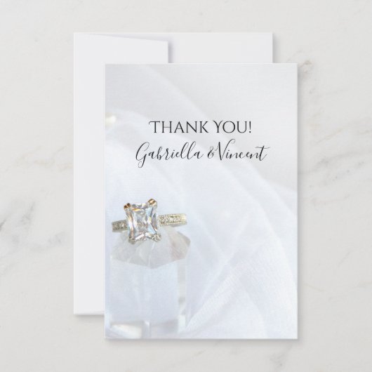 ダイヤモンドリングや輪とピラークリスタル結婚ズありがとう サンキューカード (正面)