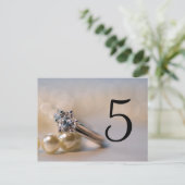 ダイヤモンドリングや輪と結婚真珠の表番号 ポストカード (スタンド正面)