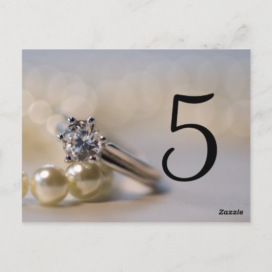 ダイヤモンドリングや輪と結婚真珠の表番号 ポストカード (裏面)