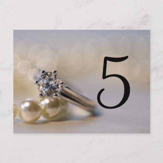 ダイヤモンドリングや輪と結婚真珠の表番号 ポストカード (正面)