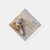 ダイヤモンドリングや輪と結婚真珠 スタンダードカクテルナプキン (角)