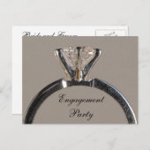 ダイヤモンドリングや輪オングレー婚約パーティ招待状 インビテーションポストカード (正面/裏面)