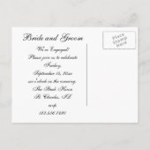 ダイヤモンドリングや輪オングレー婚約パーティ招待状 インビテーションポストカード (裏面)