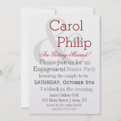 ダイヤモンドリングや輪シーYesシルバー&バーガンディパーティー 招待状 (裏面)