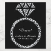 ダイヤモンドリングや輪ブラックパーソナライズされたワインラベル ワインラベル (シングルラベル)