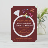 ダイヤモンドリングや輪ブルガンディシルバーグラマーブライダルシャワー 招待状 (スタンド正面)