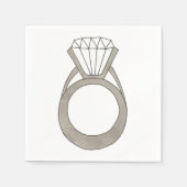 ダイヤモンドリングや輪婚約ブライダルシャワーパーティーナプキン スタンダードカクテルナプキン (正面)