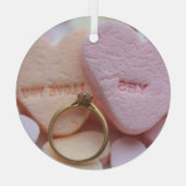 ダイヤモンドリングや輪婚約提案 ガラスオーナメント (裏面)