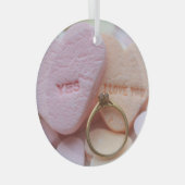 ダイヤモンドリングや輪婚約提案 ガラスオーナメント (正面右)