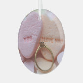 ダイヤモンドリングや輪婚約提案 ガラスオーナメント (正面左)