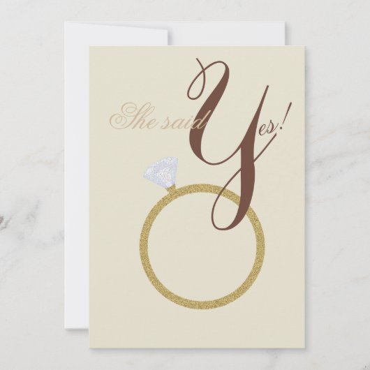 ダイヤモンドリングや輪彼女は言ったYesシャ素朴ワーパーティー 招待状 (正面)