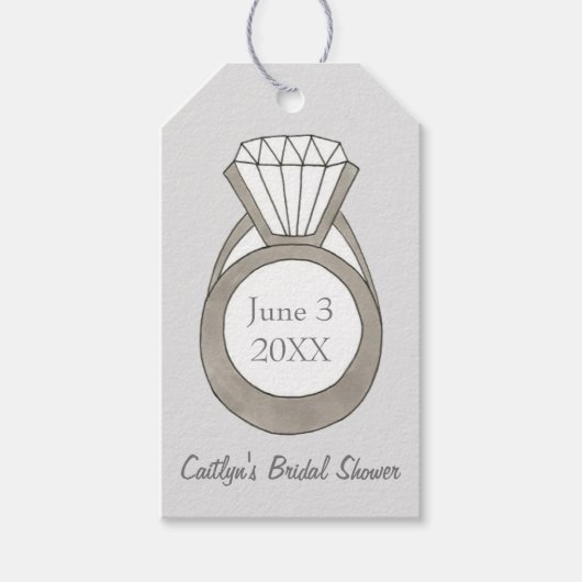 ダイヤモンドリングや輪結婚ブライダルシャワーのギフトラベル ギフトタグ (正面)