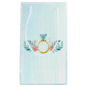 ダイヤモンドリングや輪、ブルーウォーター色の花 スモールペーパーバッグ (正面)