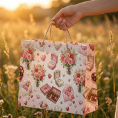 ダイヤモンドリング、バラ＆ラグジュアリーギフトボックスパターン ラージペーパーバッグ