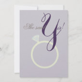 ダイヤモンドリング 彼女はイエスと言った グレー＆マーブ パーティーカード 招待状 (正面)