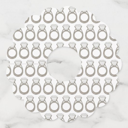 ダイヤモンドリング 結婚 婚約 ブライダルシャワー ワイングラスタグ (正面)