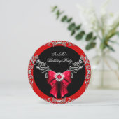 ダイヤモンドレッドボウシルバーブラックバースデーパーティーR 招待状 (スタンド正面)