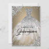 ダイヤモンドレースススパークルガウン金ゴールドシルバーキンセアニェラ 招待状 (正面)