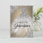 ダイヤモンドレースススパークルガウン金ゴールドシルバーキンセアニェラ 招待状 (スタンド正面)