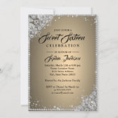 ダイヤモンドレースススパークルガウン金ゴールドシルバースウィート16 招待状 (裏面)