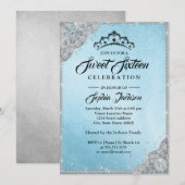 ダイヤモンドレースススパークルブルーSweet sixteen 招待状 (正面/裏面)