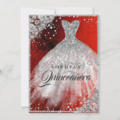 ダイヤモンドレーススパークルガウン赤シルバーキンセアニェラ 招待状 (正面)