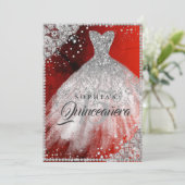 ダイヤモンドレーススパークルガウン赤シルバーキンセアニェラ 招待状 (スタンド正面)