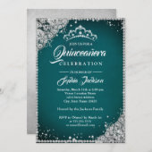 ダイヤモンドレーススパークルターコイズシルバー キュイセニエラ 招待状 (正面/裏面)