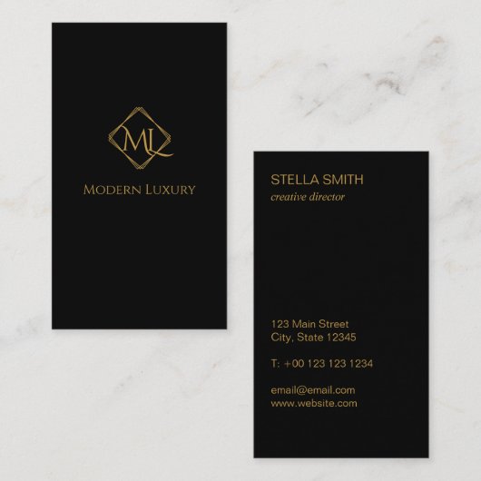 ダイヤモンドロゴ|黒と金ゴールド 名刺 (正面/裏面)