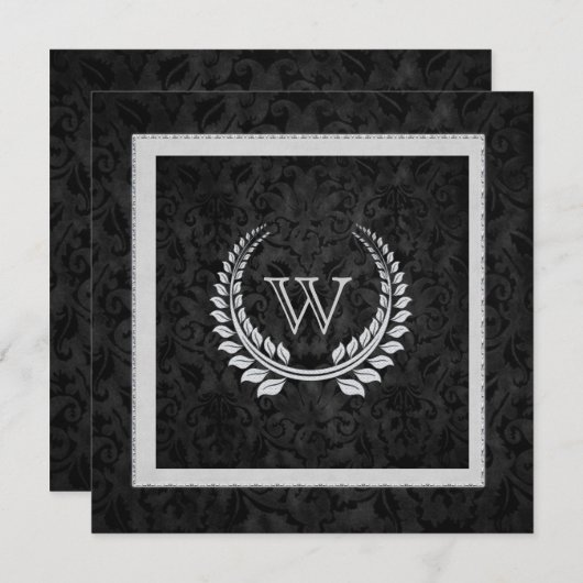 ダイヤモンドローレルリーフ（モノグラム） 招待状 (正面/裏面)
