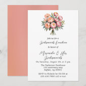 ダイヤモンド付きピーチブーケブリデスメイドランチョン 招待状 (正面/裏面)