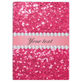 ダイヤモンド付きホットピンクビフェイクッググリッター クリップボード (裏面)