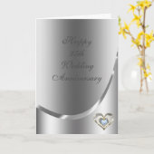 ダイヤモンド付きメタリックシルバーグレーハート カード (黄色い花)