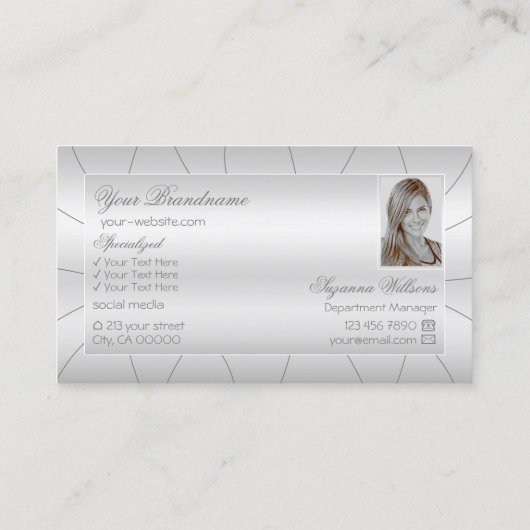 ダイヤモンド付きライトシルバーとフォトラグジュアリー 名刺 (裏面)