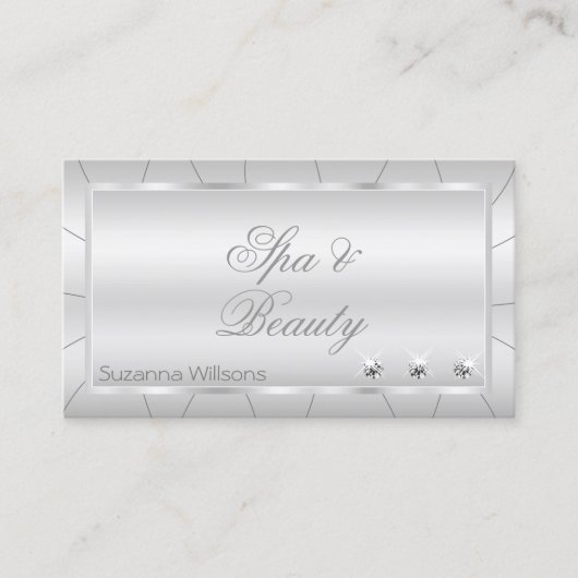 ダイヤモンド付きライトシルバーとフォトラグジュアリー 名刺 (正面)