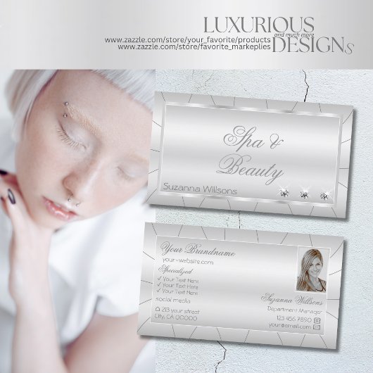 ダイヤモンド付きライトシルバーとフォトラグジュアリー 名刺